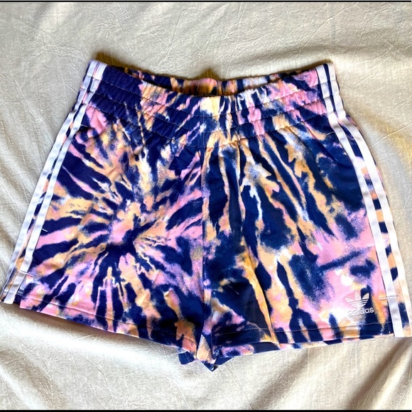 Adidas 3 Stripe Tie Dye Shorts - Picture 1 of 4